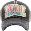 Funky Junque Distressed Baseball Cap - Beach Please Metallic (Black)