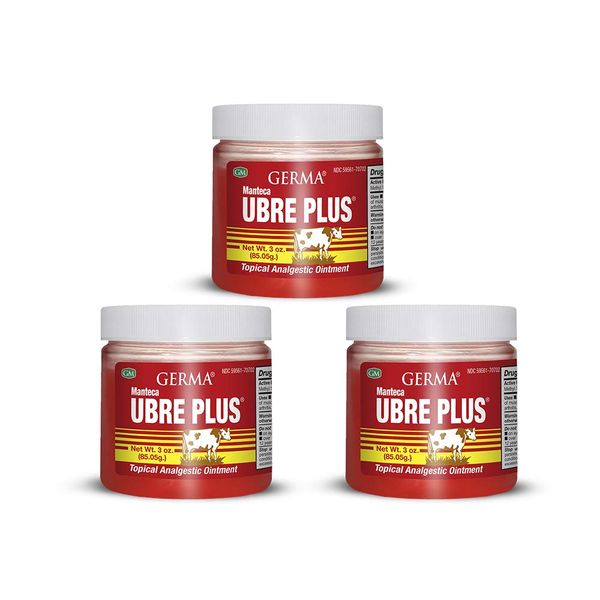 Germa Manteca Ubre Plus Roja/Red with Tea Tree Oil 3 oz. Jar 3-PACK