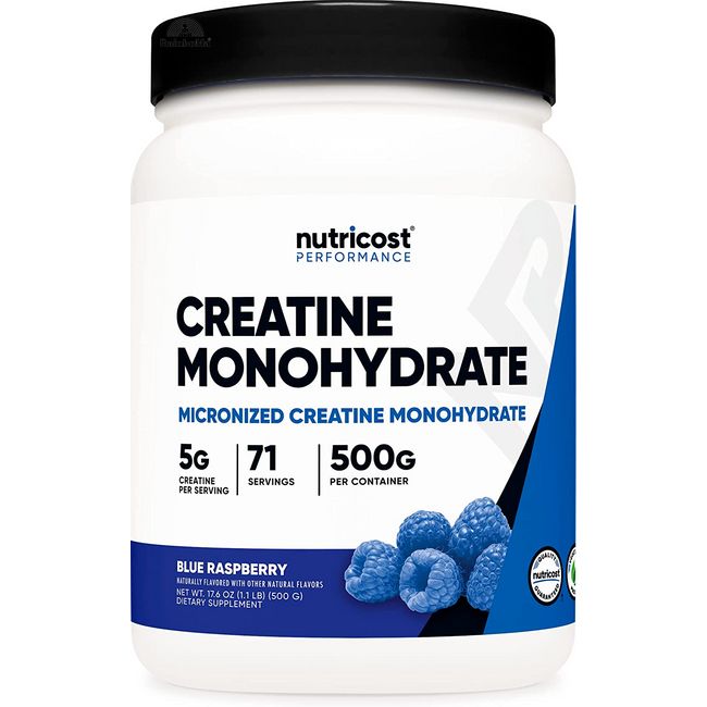 Nutricost Creatine Monohydrate Micronized Powder 500G, 5000mg Per Serv (5g)  - Micronized Creatine Monohydrate, 100 Servings