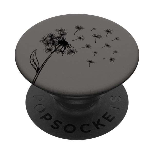 Black Light Gray Dandelion PopSockets Standard PopGrip