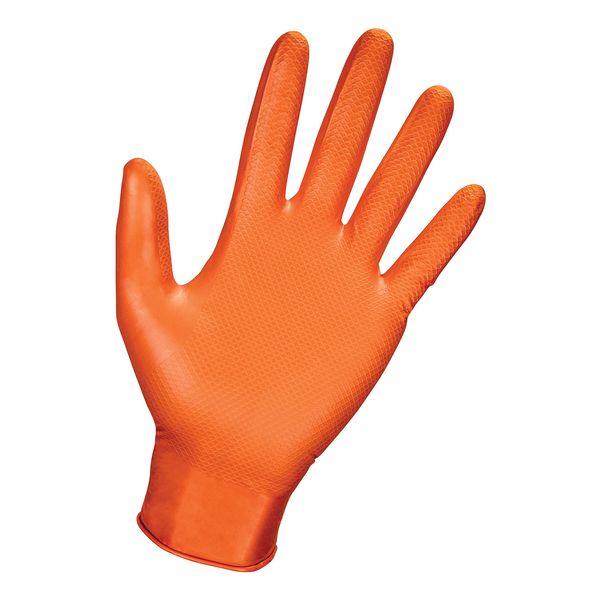 SAS Safety 66574 Astro-Grip Powder‐Free 7 Mil Nitrile Gloves, X-Large, Orange 100/BX