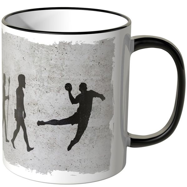 JUNIWORDS Tasse - Evolution Handball - Keramik mit Henkel - Schwarz, 0,3 l
