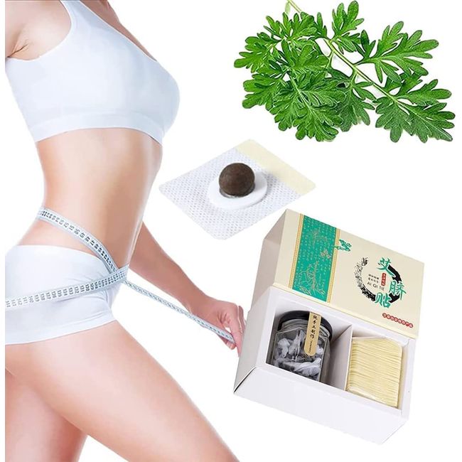 Natural Herbal Belly Sticker,30 Stück Mugwort Navel Sticker,Mugwort Navel Sticker,Beifuß Nabel Aufkleber,Detox Pflaster,Beifuß Nabel Aufkleber