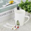 2PCS Ceramic Cat Animal Hanging Spoon Cute Coffee Spoon Kitchen Tool Novelty Gift