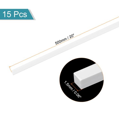 MECCANIXITY 15Pcs ABS Plastic Rod Square Solid Bar 1/16" x 20" White Smooth Plastic Tube Rods for Handwork Model Material,DIY Sand Table,Architectural Model Making