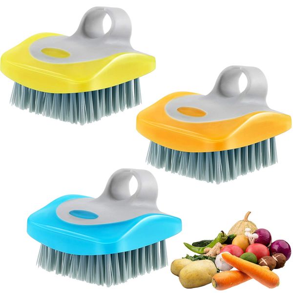 3 Pieces Vegetable Brush Potato Scrubber Brush Vegetable Brush Scrubber for Food Flexible Bristles Kitchen Brush for Fruits, Potatoes, Carrots Kitchen Gadgets Set in Random Color