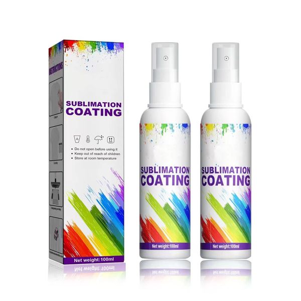 Sublimation Coating Spray, Sublimation Spray for Cotton Shirts, Polyester, T-shirts, Carton, Wood Canvas, Handbag, Quick Dry & Super Adhesion, High Gloss Sublimation Coating for All Fabric 2X100ML