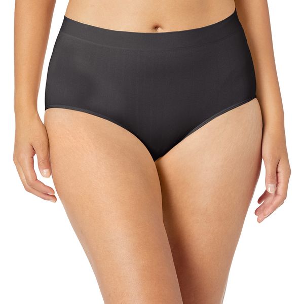 Bali Women's Seamless Panties, Smoothing Brief Underwear for Women, Full-Coverage Stretch Microfiber Briefs (Colors May Vary), Black Pointelle, 7