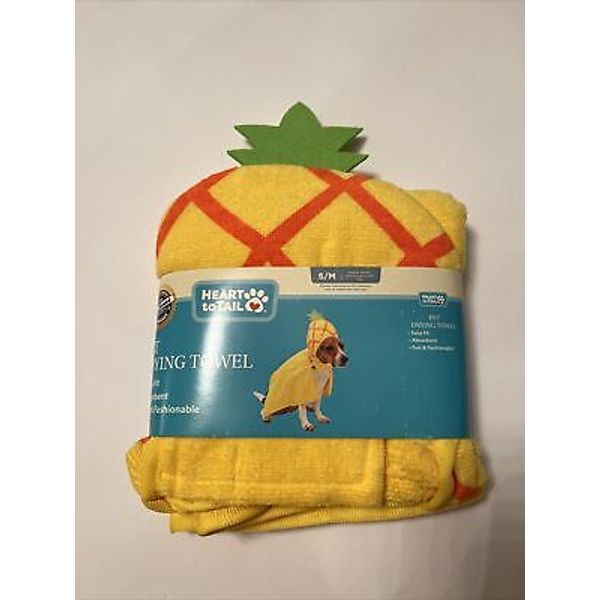 NEW Heart to Tail Hooded Pet Drying  Pineapple Towel Dog S/M