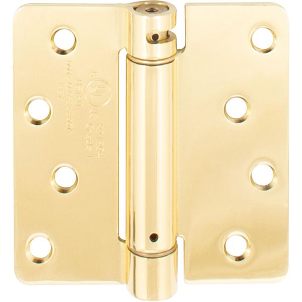 Self-Closing Door Hinge, 4 Inches, 1/4" Radius Corner, Polished Brass by Stone H