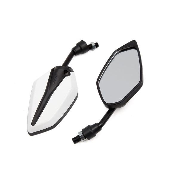 uxcell Motorcycle Mirror Rearview Mirror Motorcycle Mirror Rear View Mirror White Black Pair