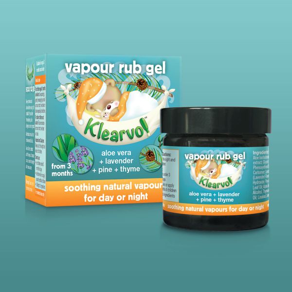 Klearvol Vapour Rub Gel (50ml) | Natural Vapours for Day and Night | for Sweet Dreams | from 3 Months + | Contains Essential Oils of Lavender, Pine and Thyme with Aloe Vera | Perfect for Sweet Dreams