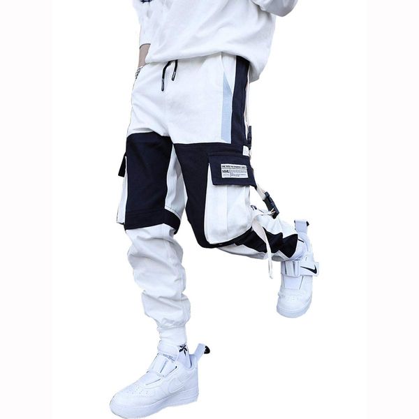 Astellarie Mens Punk Cargo Pants Hip-hop Jogger Patchwork Popular Baggy Teachwear Pants