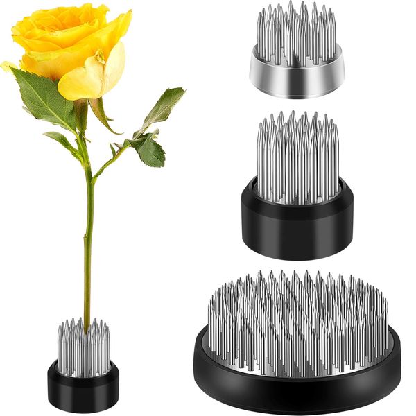 3 Pieces Flower Holder Round Flower Arranger Flower Fixed Tools Japanese Flower Holder Floral Arrangement Pin Holder for Flower Arrangement, Plant Fixation (Silver)