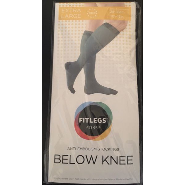 FITLEGS AES GRIP Anti-embolism Stockings DVT Flight Socks BELOW KNEE X Large NEW