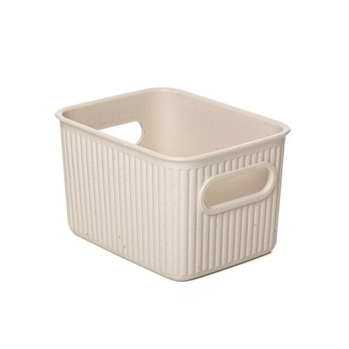 Superio Eco-Friendly Decorative Plastic Open Home Storage Bins Organizer Baskets, Small (1 Pack) Container Boxes for Organizing Closet Shelves Drawer Shelf - Ribbed Collection 1.5 Liter
