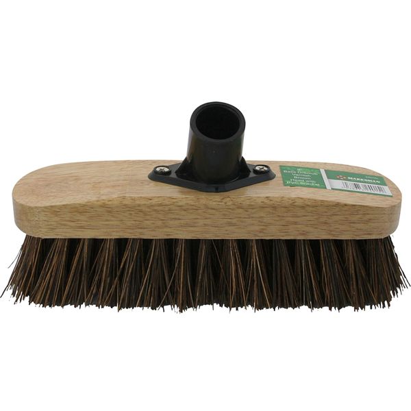 Marksman 9" Stiff Deck Scrub Broom Head With Bracket Yard Brush Garden Sweeping Broom