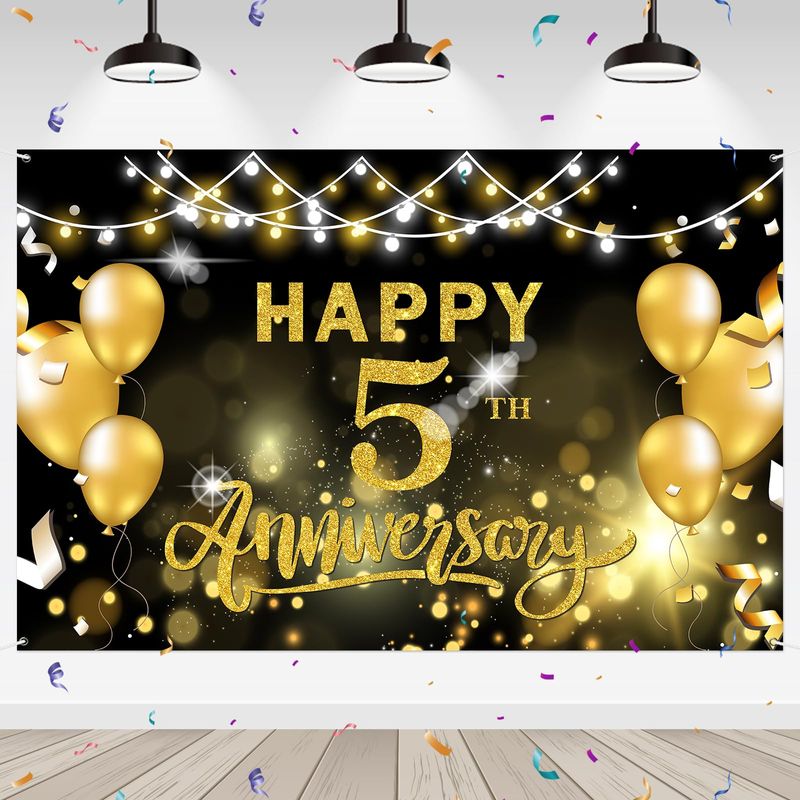 WeBenison Happy 5th Anniversary Backdrop 5th Wedding Anniversary ...