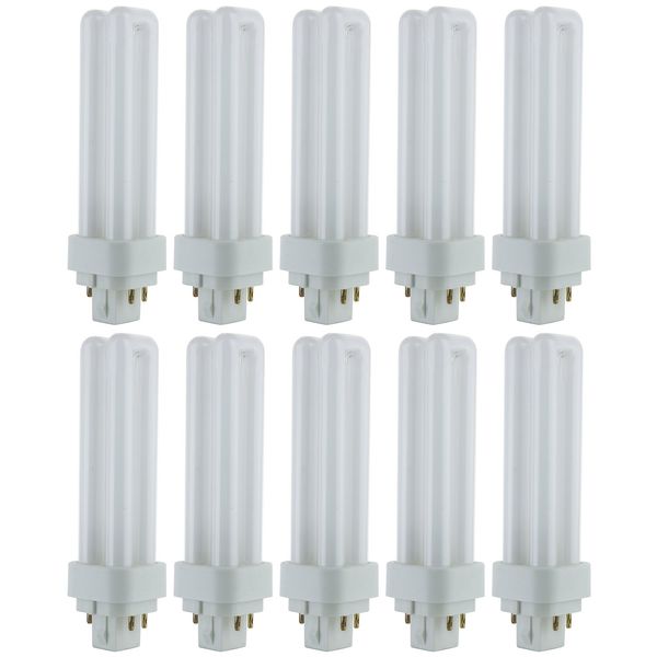 Sunlite PLD13/E/SP30K/10PK 3000K Warm White Fluorescent 13W PLD Double U-Shaped Twin Tube CFL Bulbs with 4-Pin G24Q-1 Base (10 Pack)