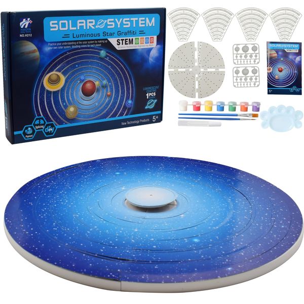 DIY Solar System Model Kit for Kids, Creative Craft for Young Astronomers, 3-in-1 Build, Paint, and Learn Model Project, STEM Educational Space Toys for Christmas Birthday Gifts