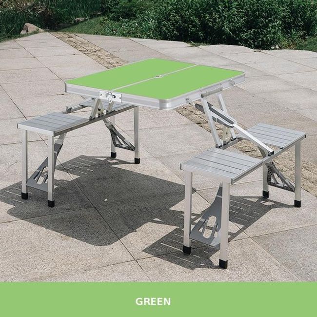 Outdoor Portable Folding Table Chair All in One Camping Aluminium Alloy Picnic BBQ Table Waterproof Durable Folding Table Desk
