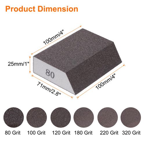 HARFINGTON 2Sets Sanding Sponge Blocks Set 80/100/120/180/220/320 Grit Sanding Block 4"x2.8"x1", Washable and Reusable Foam Sanding Block for Polishing Kitchen Metal Wood Drywall Home