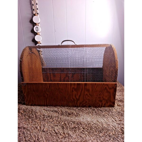 Handmade Small Animal Pet Carrier Cage Wooden, Metal Wire 11"×13.5"×20"