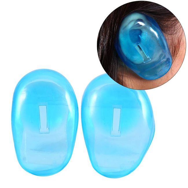 Nannday Ear Cover Protectors, 10pcs Blue Silicone Ear Cover Earmuffs Reusable Hair Dye Shield Cap Anti Staining Plastic Guard Protects for Home Personal Hairdressing