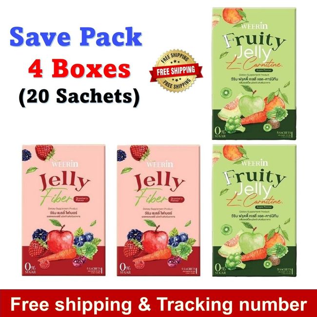 4x Weerin Fruity Jelly Vitamins Fiber Detox Healthy Snack 0% Sugar No Fat