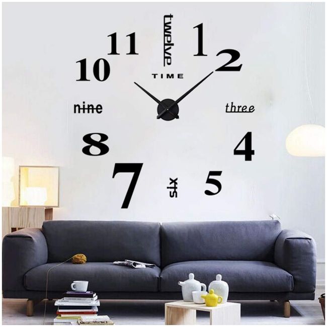 Wall Clock, DIY Wall Clock, Handmade Wall Clock, Wall Sticker, Can be freely installed on the wall, 3D Modern Roman Numerals and English Letters, Wall Clock, Simple and Stylish, For DIY Wall Clock,