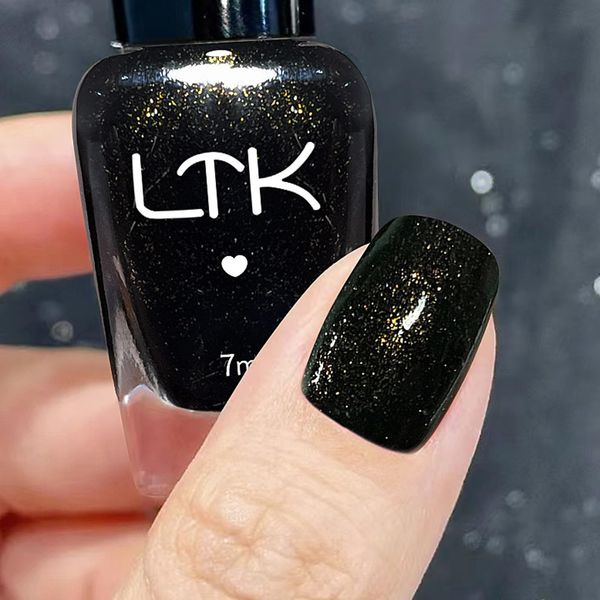 Black Glitte Nail Polish, Glitter Black Nail Polish Quick Dry Long Lasting Black Pearl Nail Polish Water Based Glitter Black Nail Varnish Breathable Black Shimmer Nail Polish At Home & Salon Manicure