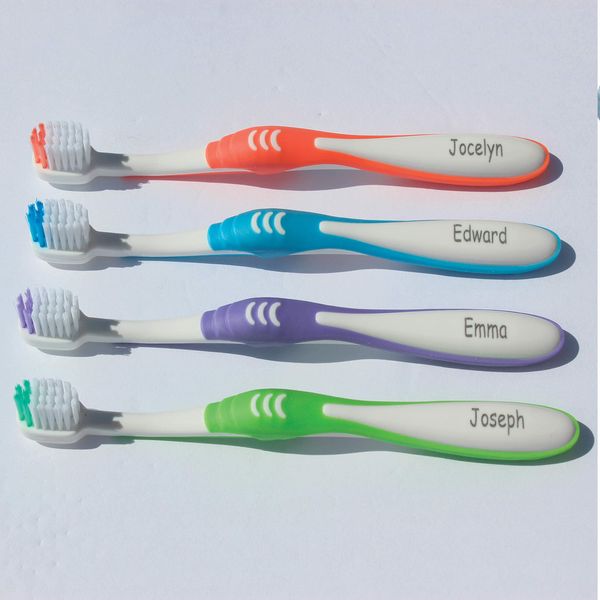 Personalized Toothbrushes PRE Teen Manual Toothbrush Age 7-12 Engraved 4 Pack - Personalized Gift