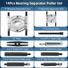 14 PCS Bearing Puller Set 5 Ton  Bearing Separator Splitter Tool 2" and 3" Jaws