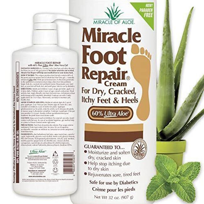 Miracle Foot Repair Cream, 32 oz Repairs Dry Cracked Heels and Feet, Diabetic...