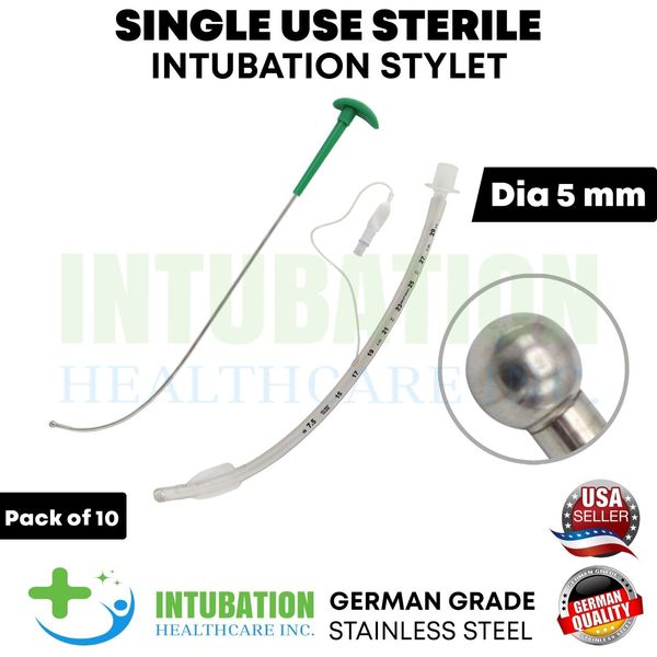 Intubation Stylet Sterile Rigid Stylets Single Use Anesthesia Instruments 10 Pcs