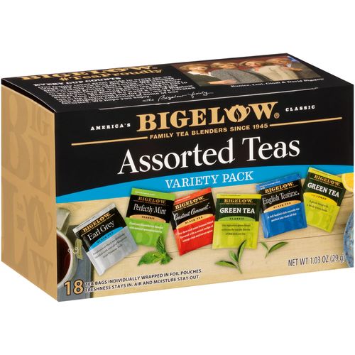 Bigelow Tea Collection Black & Green Teabags Box, Caffeinated, Packaging & Flavor Assortment May Vary, Assorted, 18 Count, Pack of 6