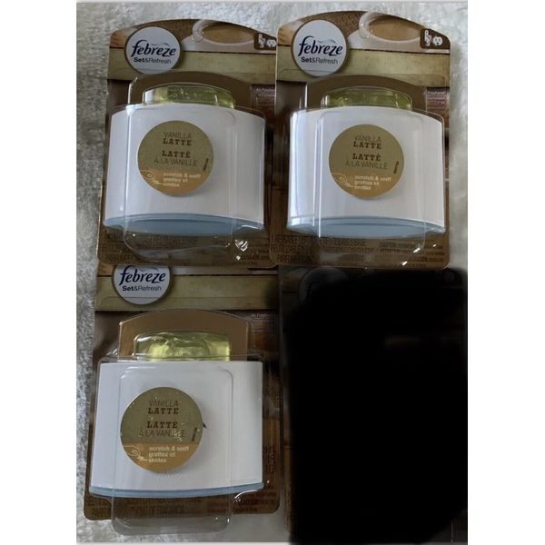 LOT OF 3 New RARE HTF Febreze Vanilla Latte Set Refresh Diffuser AIR Freshener