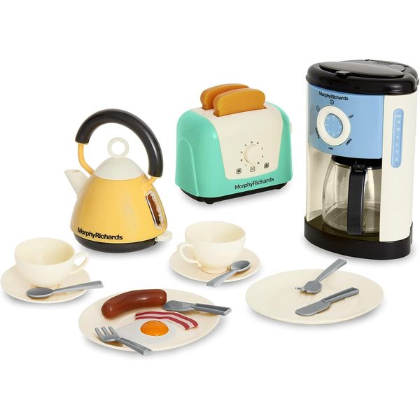 Casdon Morphy Richards Toys - Complete Kitchen Set - Toy Appliance Playset for Kids with Toaster, Coffee Maker, Kettle, Play Food & More - for Children Aged 3+