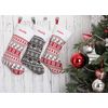 Personalised Christmas Stockings – Custom Knit Fair Isle Embroidered Christmas Stocking with Name Satin Lining - Choose from 4 Designs (40cm) Xmas Decoration Family Adults (Navy)