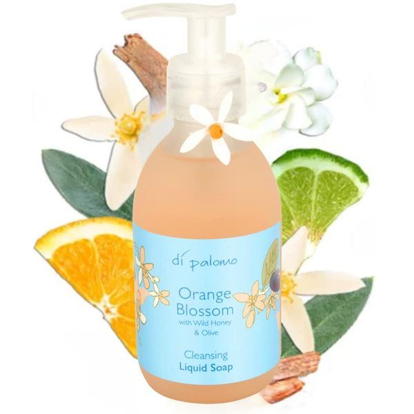 Di Palomo Orange Blossom & Honey Liquid Soap 240ml. Luxury Hand Wash, Hand Soap Dispenser. Skin Care Antibacterial Soap. Handwash Liquid Soap. Liquid Soap Gifts for Women. Liquid Soap. Italian Soap.