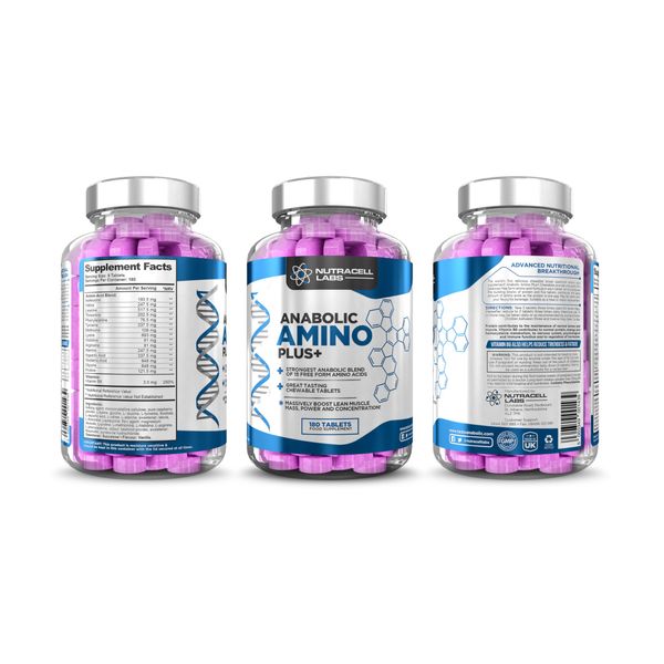 Anabolic Amino Acid Plus+ BCAA Tablet (180 Chewable Amino Acids) with Vitamin B6 to Reduce Tiredness and Fatigue