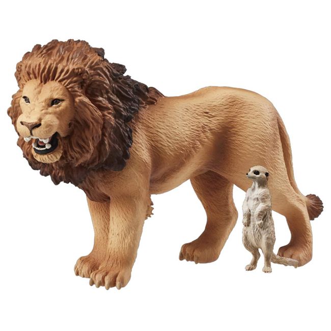 Takara Tomy Ania AS-01 Lion (with Meerkat) Animal Dinosaur Toy for Ages 3 and Up