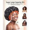 mikimini Extra Large Black Shower Cap for Women and Men Thick Long Hair Braids, Reusable Waterproof Double Layers XL Bathing Hair Caps with Vibrant Orange Edge (Black)