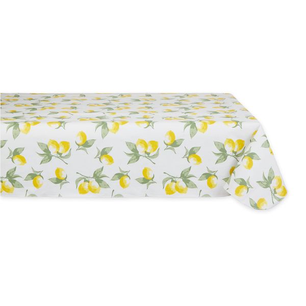 DII Summer Lemon Vinyl Tabletop Collection Flannel Backed Tablecloth, Indoor/Outdoor, Rectangle, 60x84