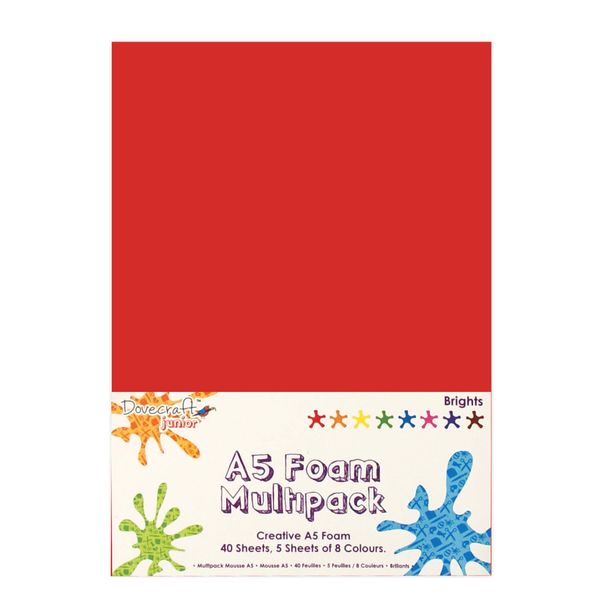 Dovecraft Essentials - A5 Creative Foam Sheets Assorted Bright Colours