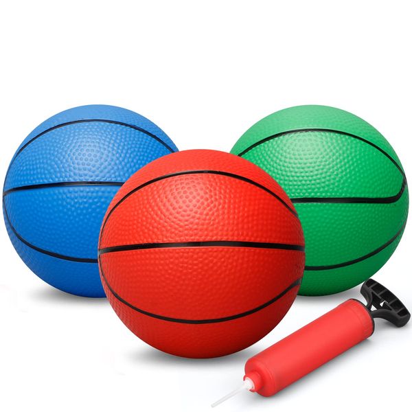 Dilabnba 7" Mini Rubber Replacement Basketballs for Basketball Hoop, Toddler Soft Beach Pool Bouncy Ball Sports Party Game for Kids(3PCS)