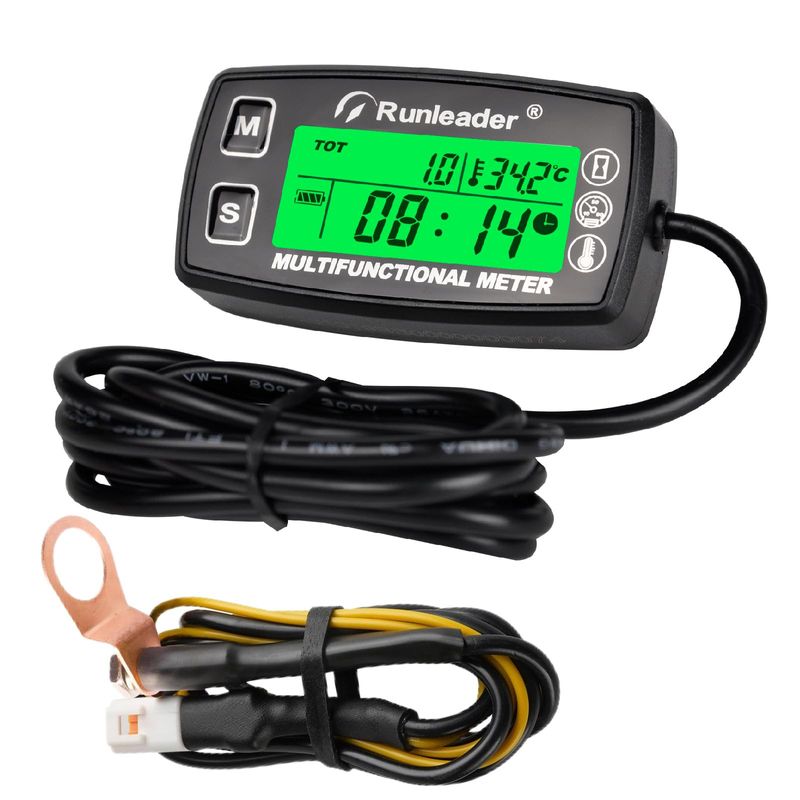Runleader Digital Tach Hour Meter,Engine Temperature Gauge,Alert RPM ...