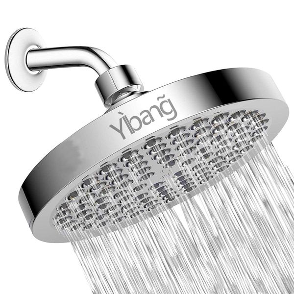 Fixed Shower Head, 6 inch Rain Shower Head, High Pressure Shower Head, Adjustable Angle, Anti-Clogging Silicone Nozzles, Bathroom Shower Head, Replacement for Your Bathrooms