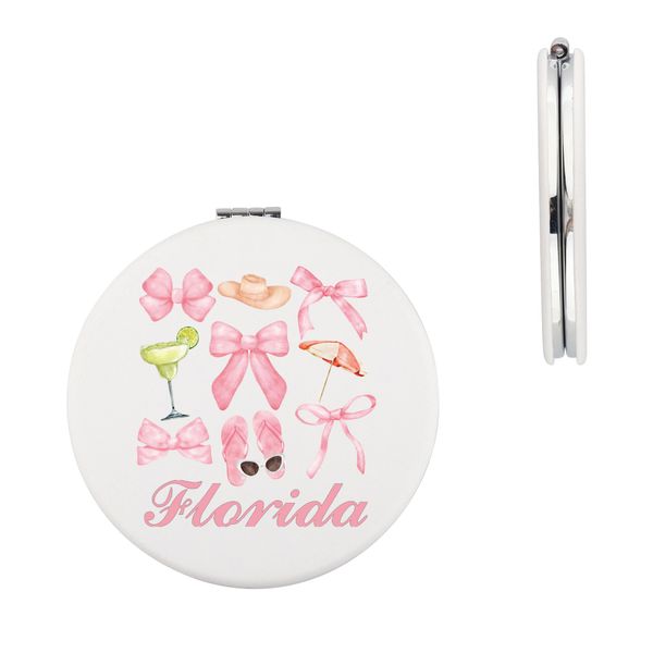 AKTAP Florida Souvenirs and Gifts Florida State Travel Mirror Florida Coquette Girly Stuff Pink Bow Coquette Gifts Grade Gifts (Florida State Travel Mirror)