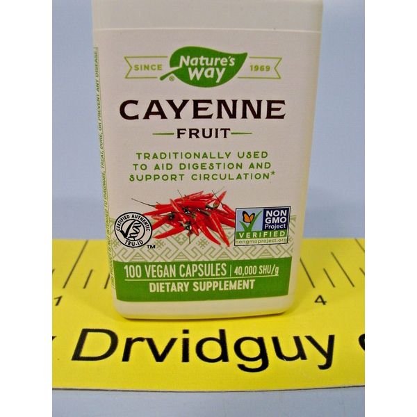 Nature's Way B90197B 100 Vegan Capsules Cayenne Fruit Dietary Supplements